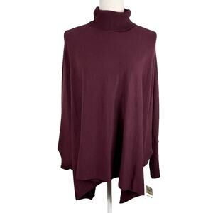 Alfani Sweater Medium Wine Turtleneck Poncho Dolman Sleeves Oversized New